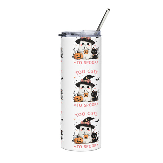 20oz Stainless Tumbler — "Too Cute To Spook" Travel Cup
