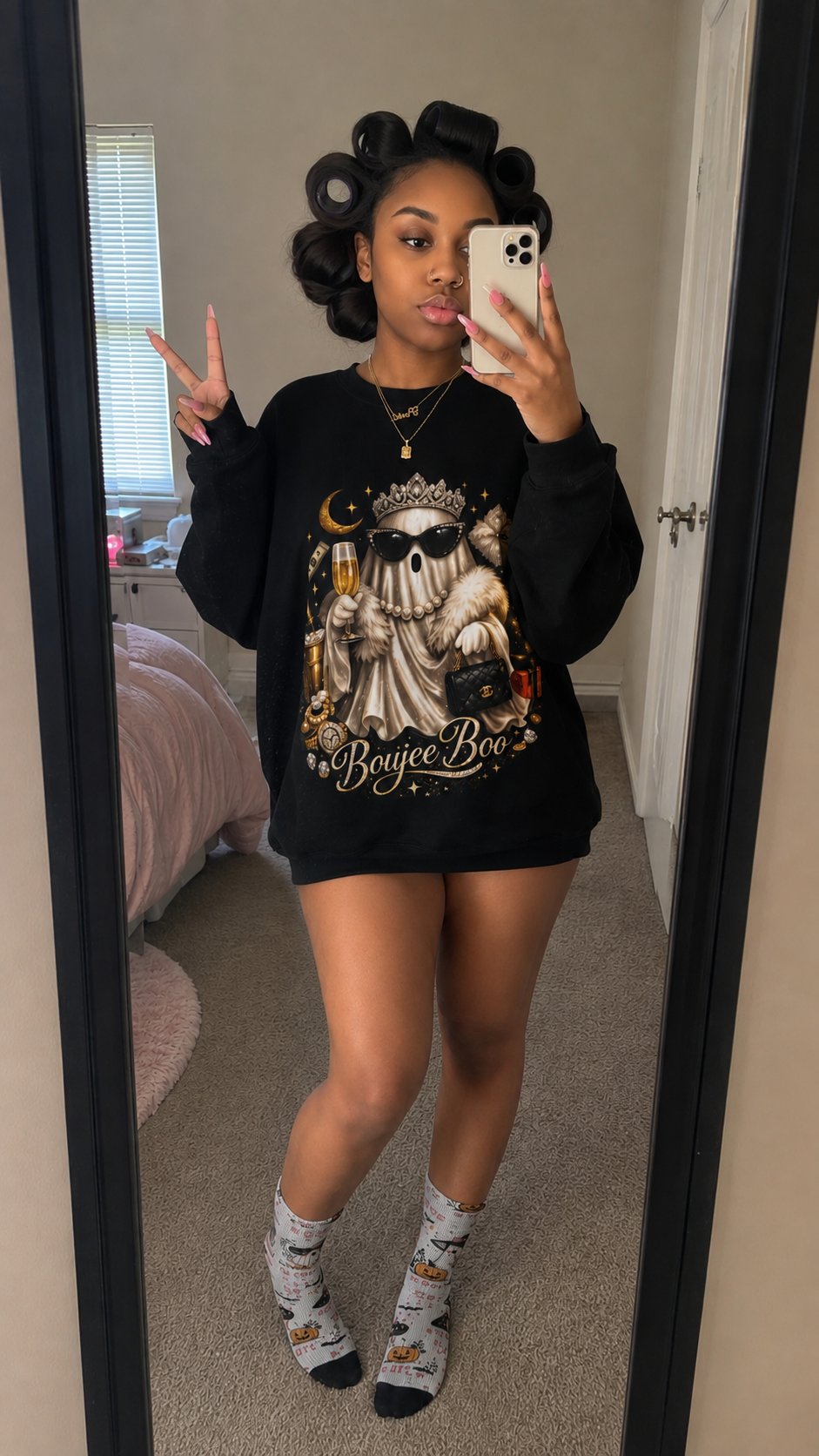 Boujee Boo Crewneck Sweatshirt – Glam Ghost Halloween Pullover