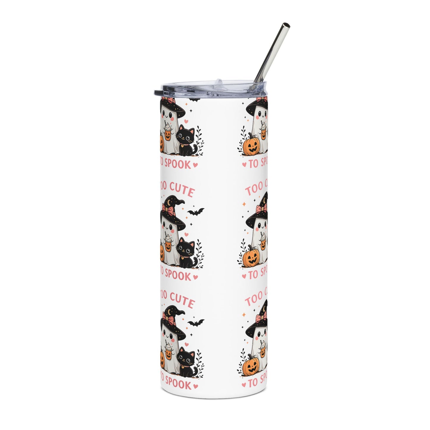 20oz Stainless Tumbler — "Too Cute To Spook" Travel Cup