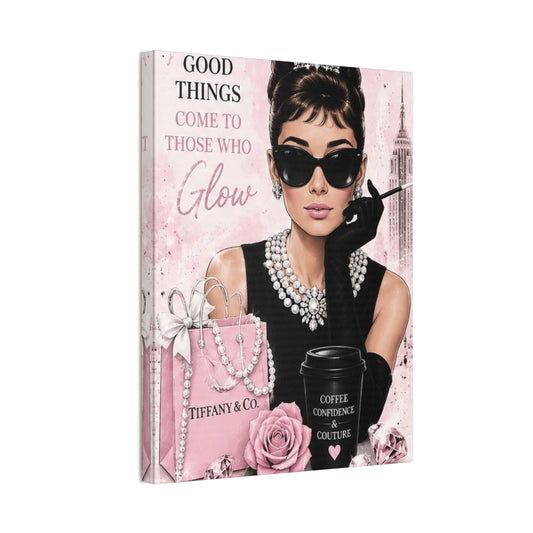 Audrey-Inspired Glam Wall Art Canvas — "Good Things Come to Those Who Glow"