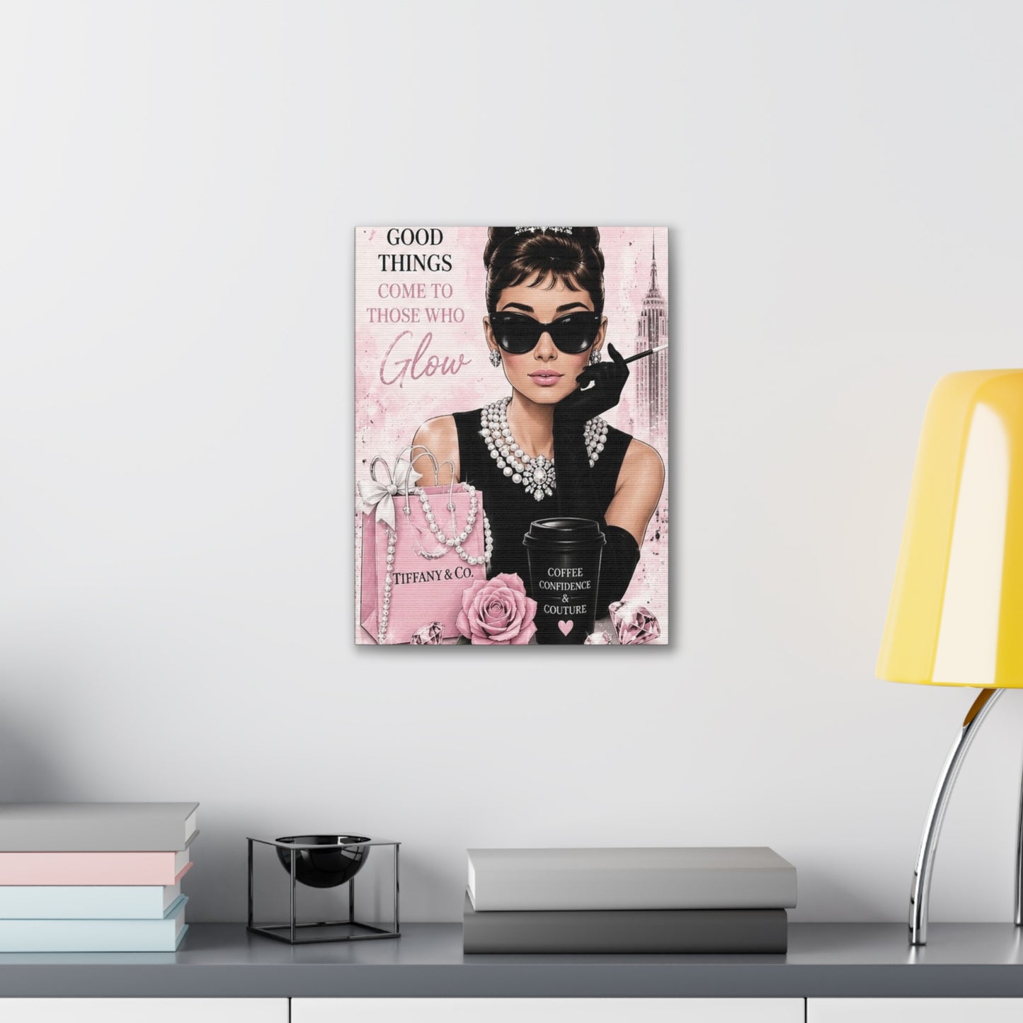 Audrey-Inspired Glam Wall Art Canvas — "Good Things Come to Those Who Glow"