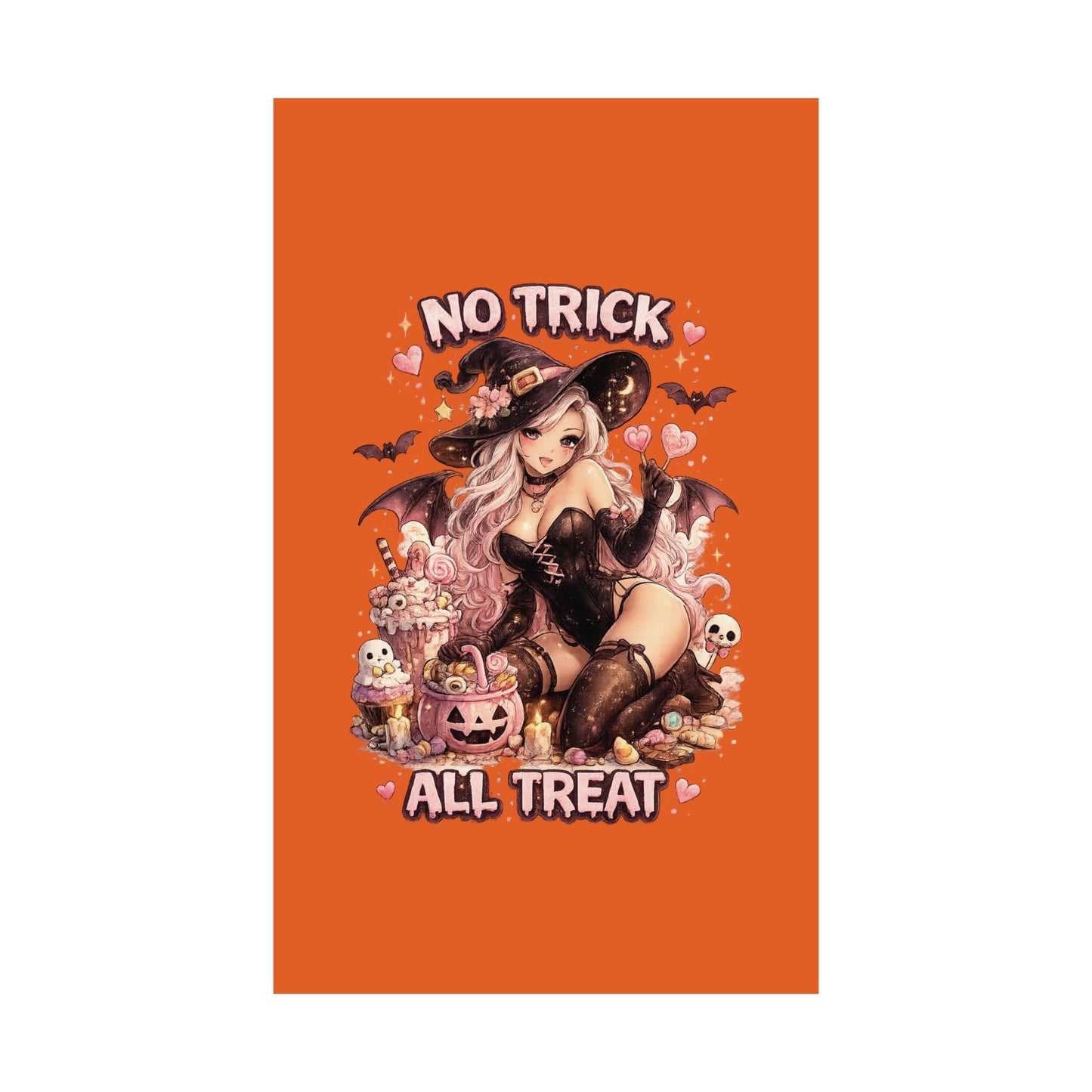 No Trick All Treat Halloween Poster - Sexy Witch Matte Vertical Wall Art