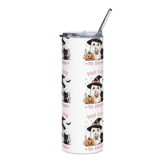 20oz Stainless Tumbler — "Too Cute To Spook" Travel Cup