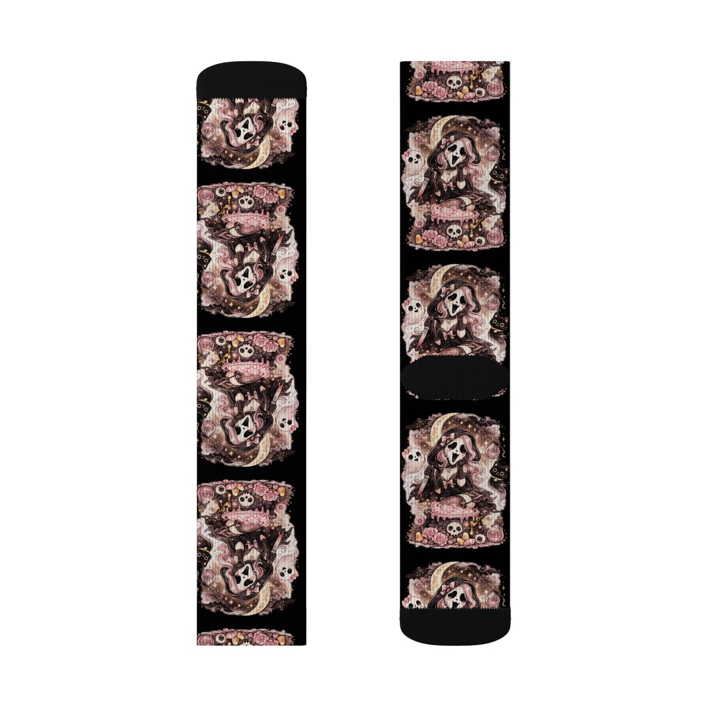 Cat Floral Sublimation Socks — Cute Kitten Patterned Crew Socks