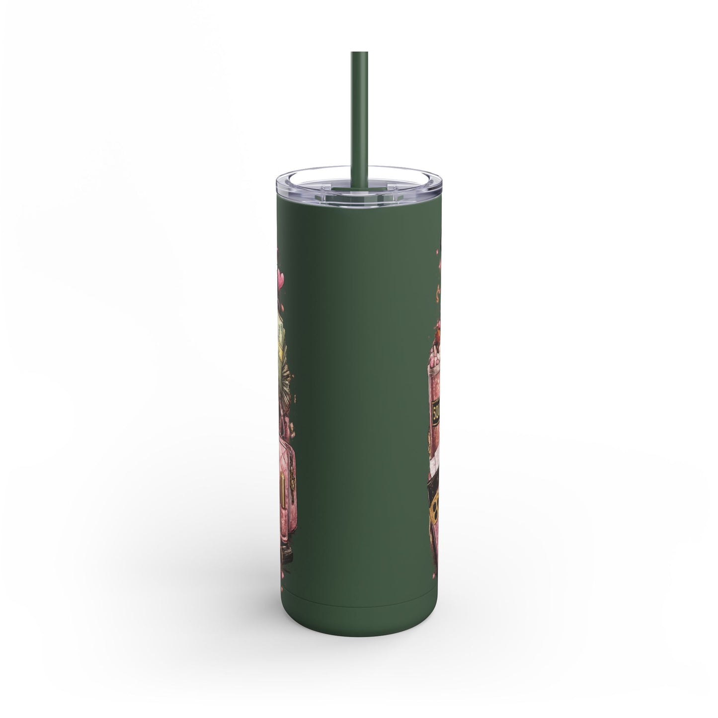 Skinny Tumbler - "Wake Up & Get That Bag" Pink Coffee Travel Cup