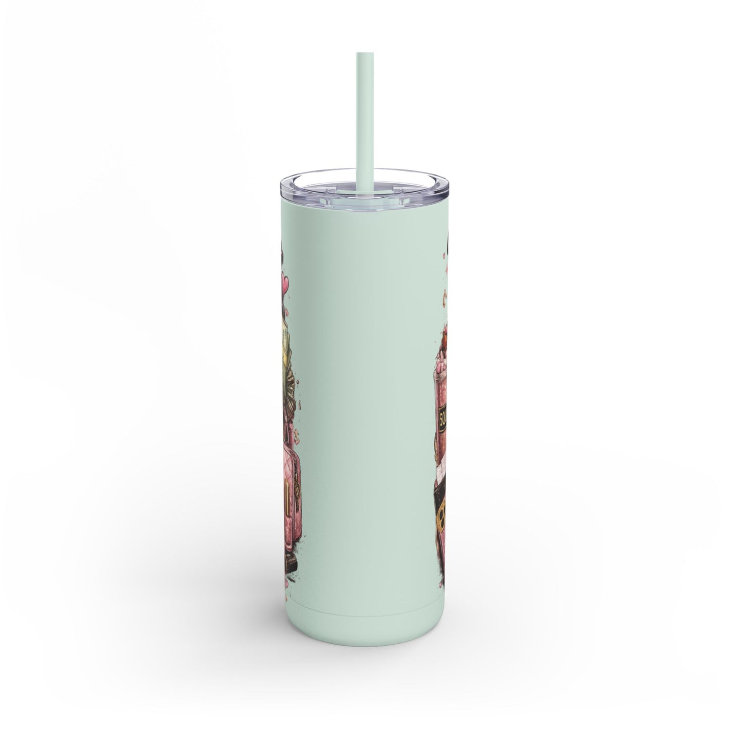 Skinny Tumbler - "Wake Up & Get That Bag" Pink Coffee Travel Cup