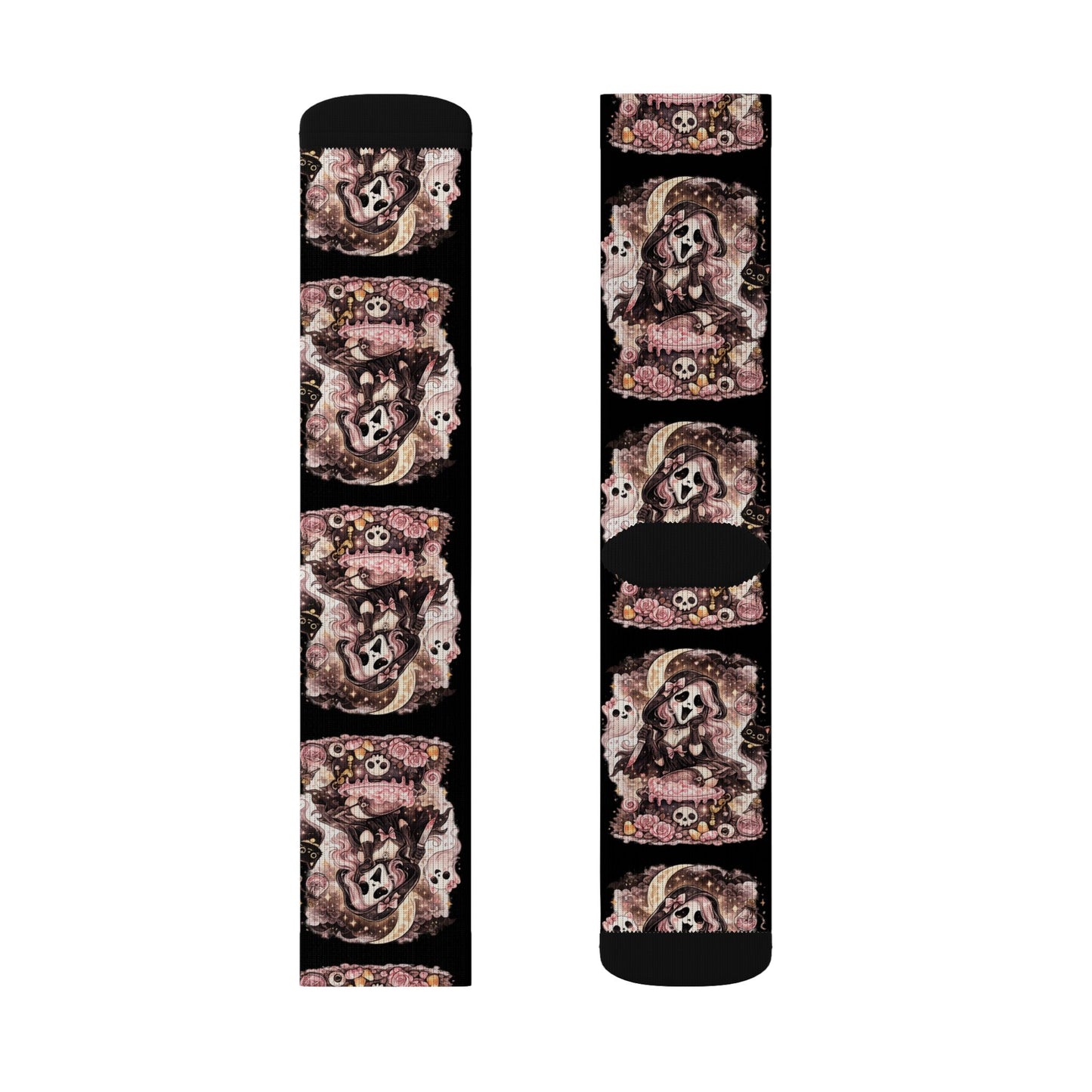 Cat Floral Sublimation Socks — Cute Kitten Patterned Crew Socks