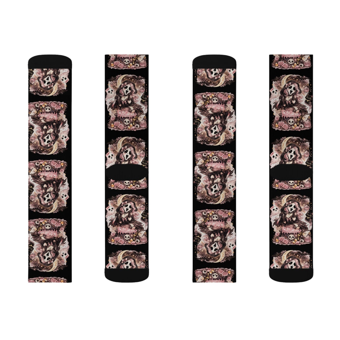 Cat Floral Sublimation Socks — Cute Kitten Patterned Crew Socks