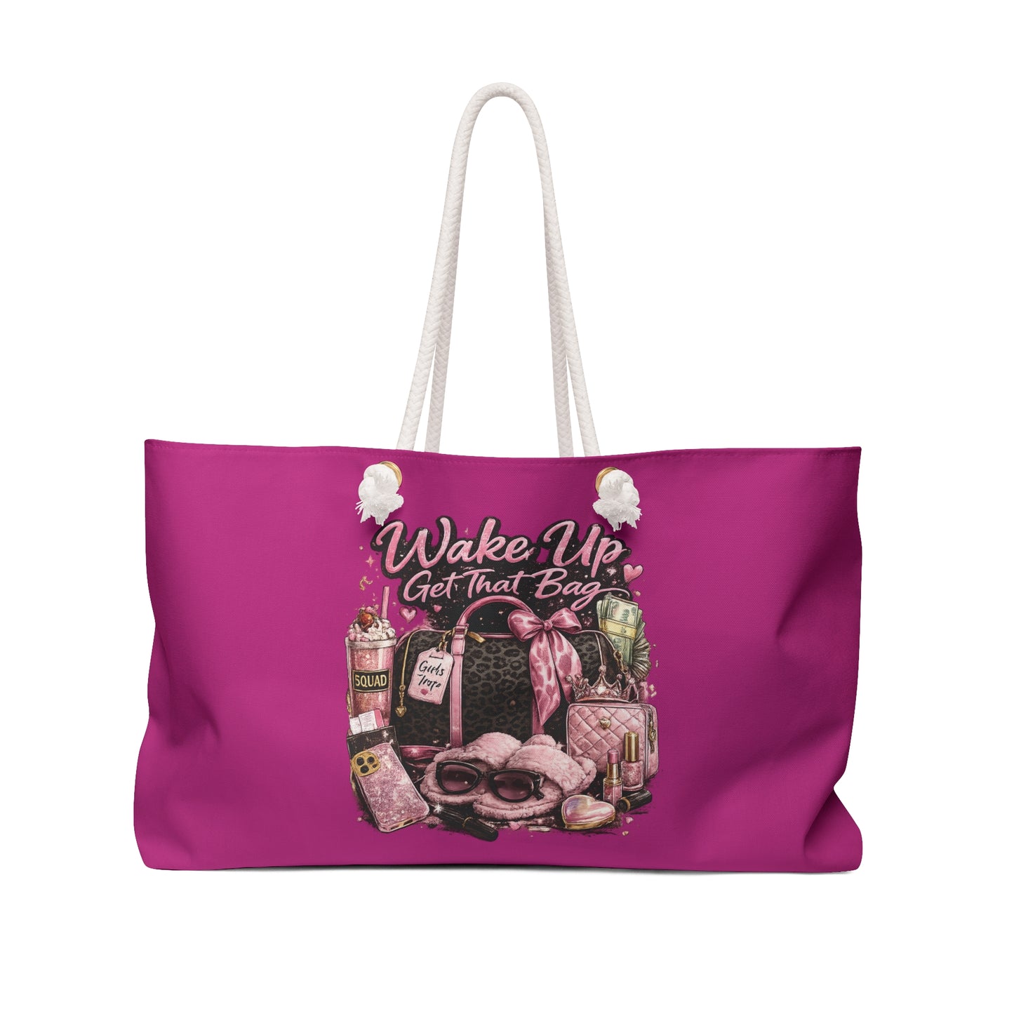 Wake Up Get That Bag Weekender Bag – Pink Travel Tote for Fashion Lovers