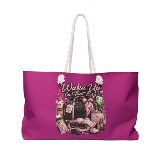 Wake Up Get That Bag Weekender Bag – Pink Travel Tote for Fashion Lovers