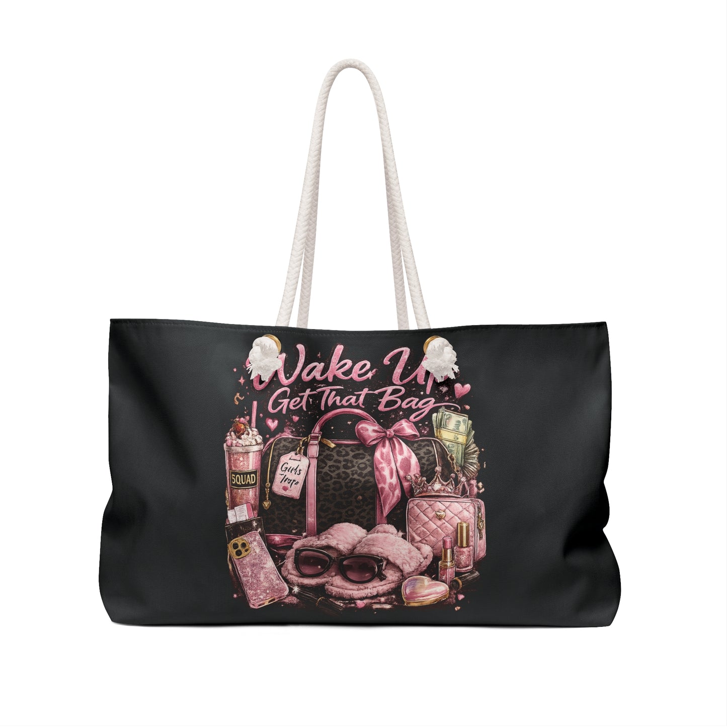Wake Up Get That Bag Weekender Bag — Chic Pink Travel Tote for Fashion Lovers