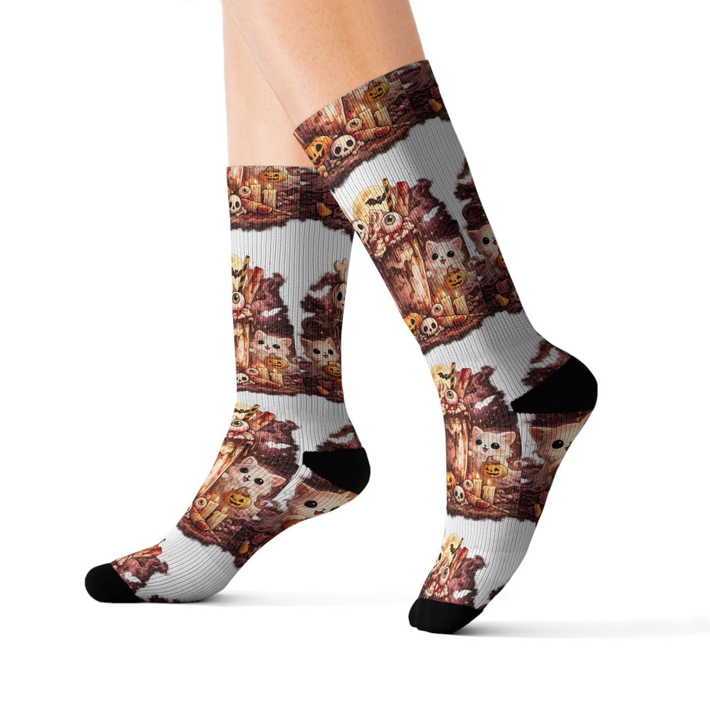 Fall Scarecrow Socks — Cute Harvest Pumpkin & Scarecrow Sublimation Crew Socks