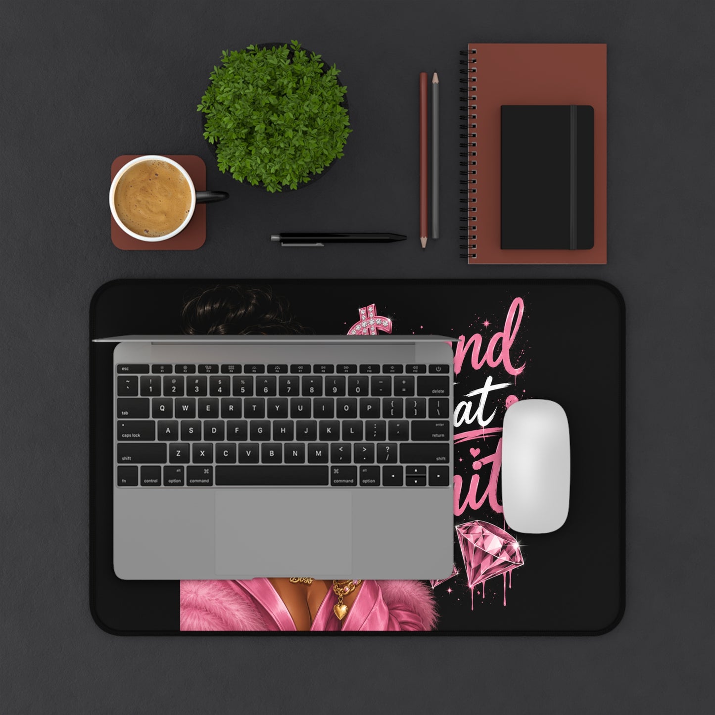 Desk Mat — "Spend That hit" Glam Girl Pink Luxe Gaming/Office Mouse Pad