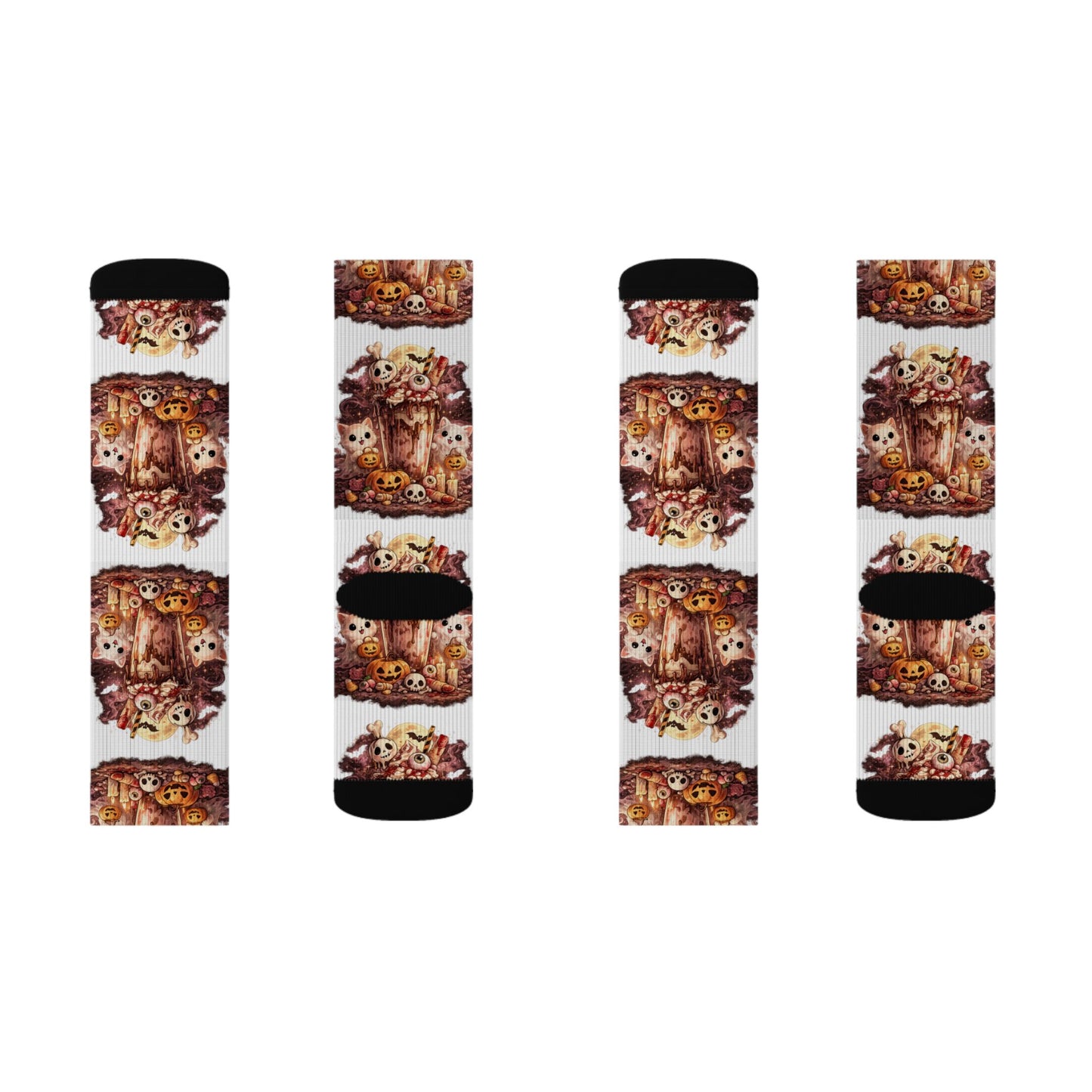Fall Scarecrow Socks — Cute Harvest Pumpkin & Scarecrow Sublimation Crew Socks