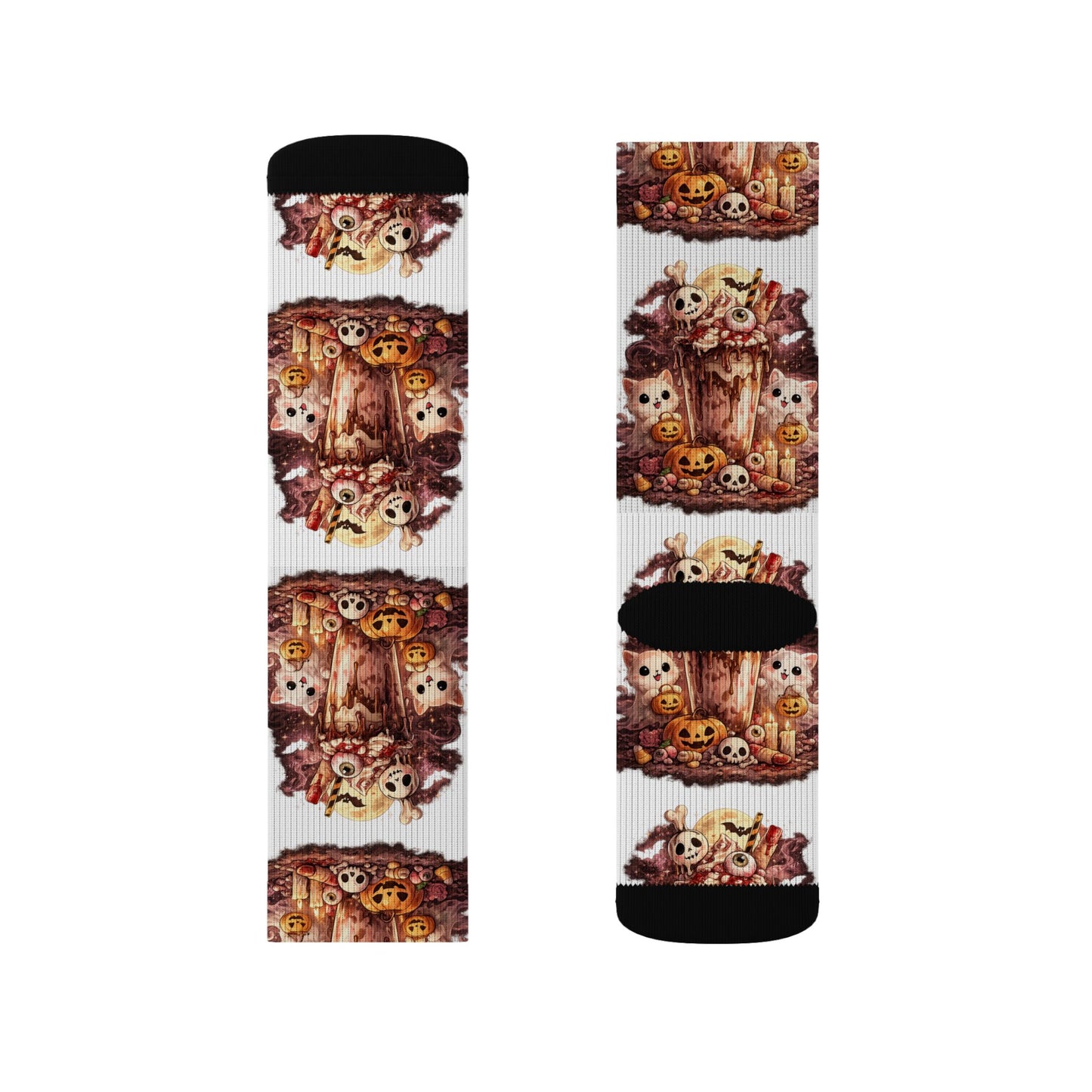 Fall Scarecrow Socks — Cute Harvest Pumpkin & Scarecrow Sublimation Crew Socks