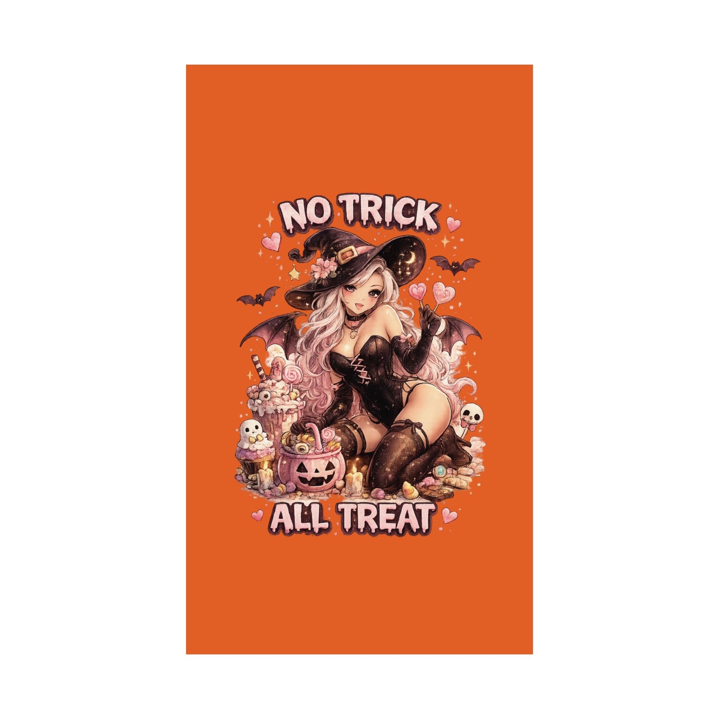No Trick All Treat Halloween Poster - Sexy Witch Matte Vertical Wall Art