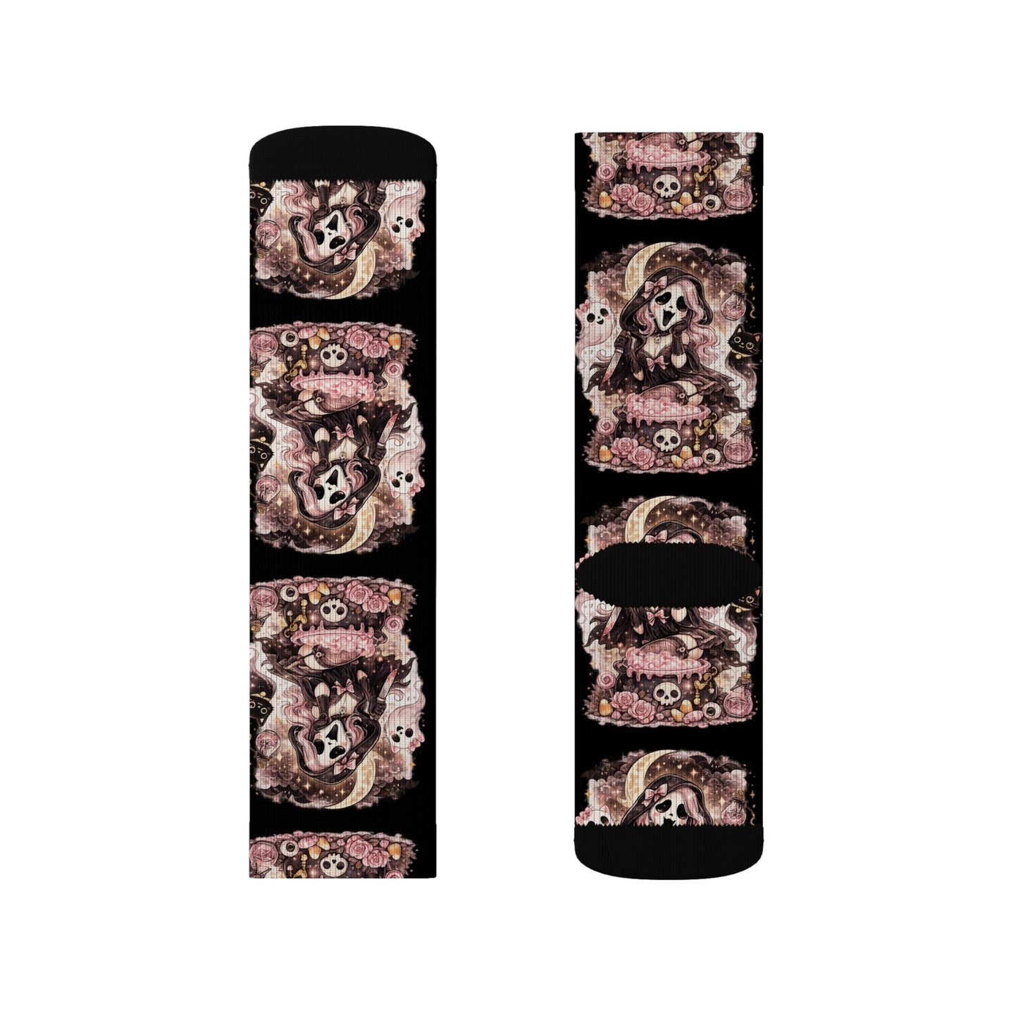 Cat Floral Sublimation Socks — Cute Kitten Patterned Crew Socks