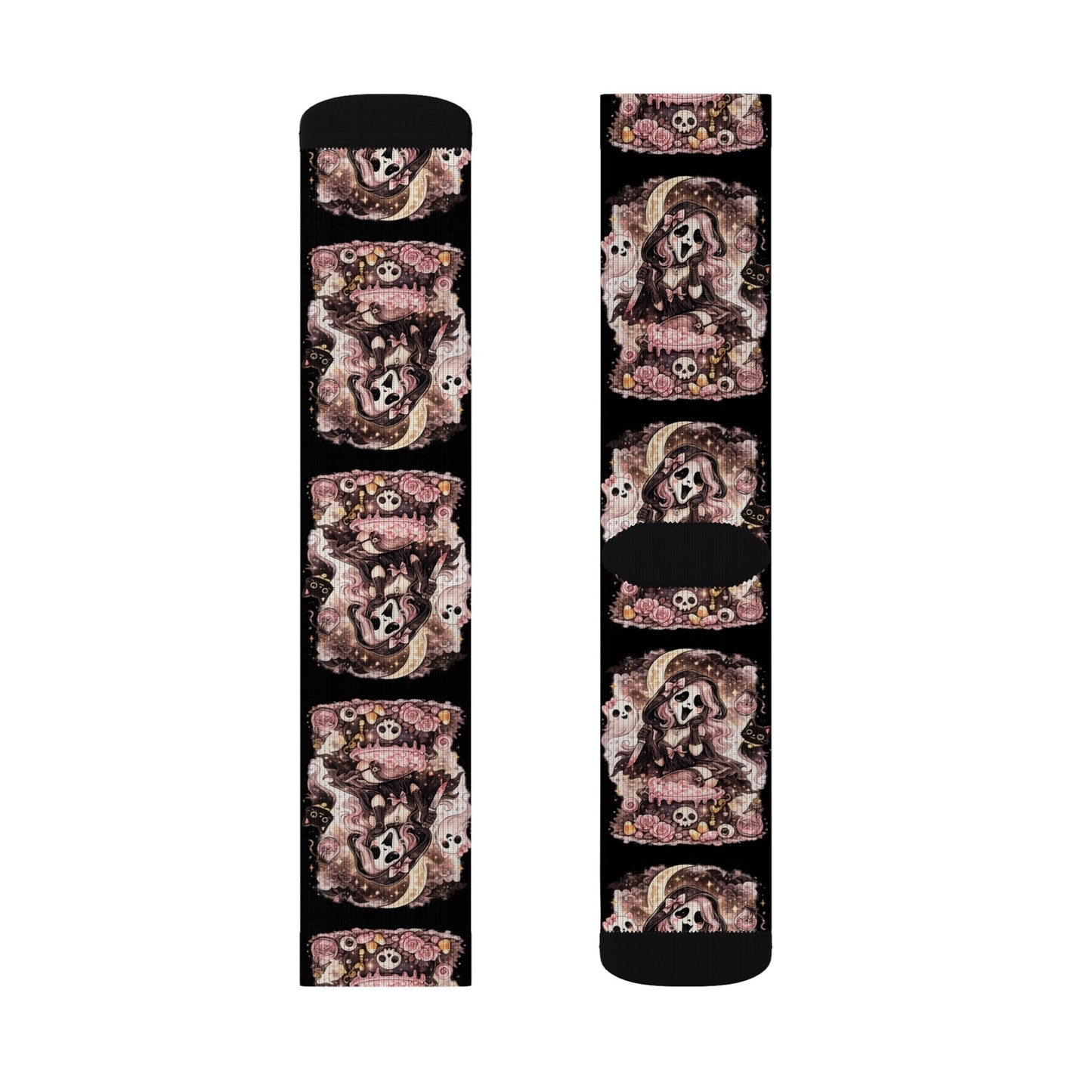 Cat Floral Sublimation Socks — Cute Kitten Patterned Crew Socks