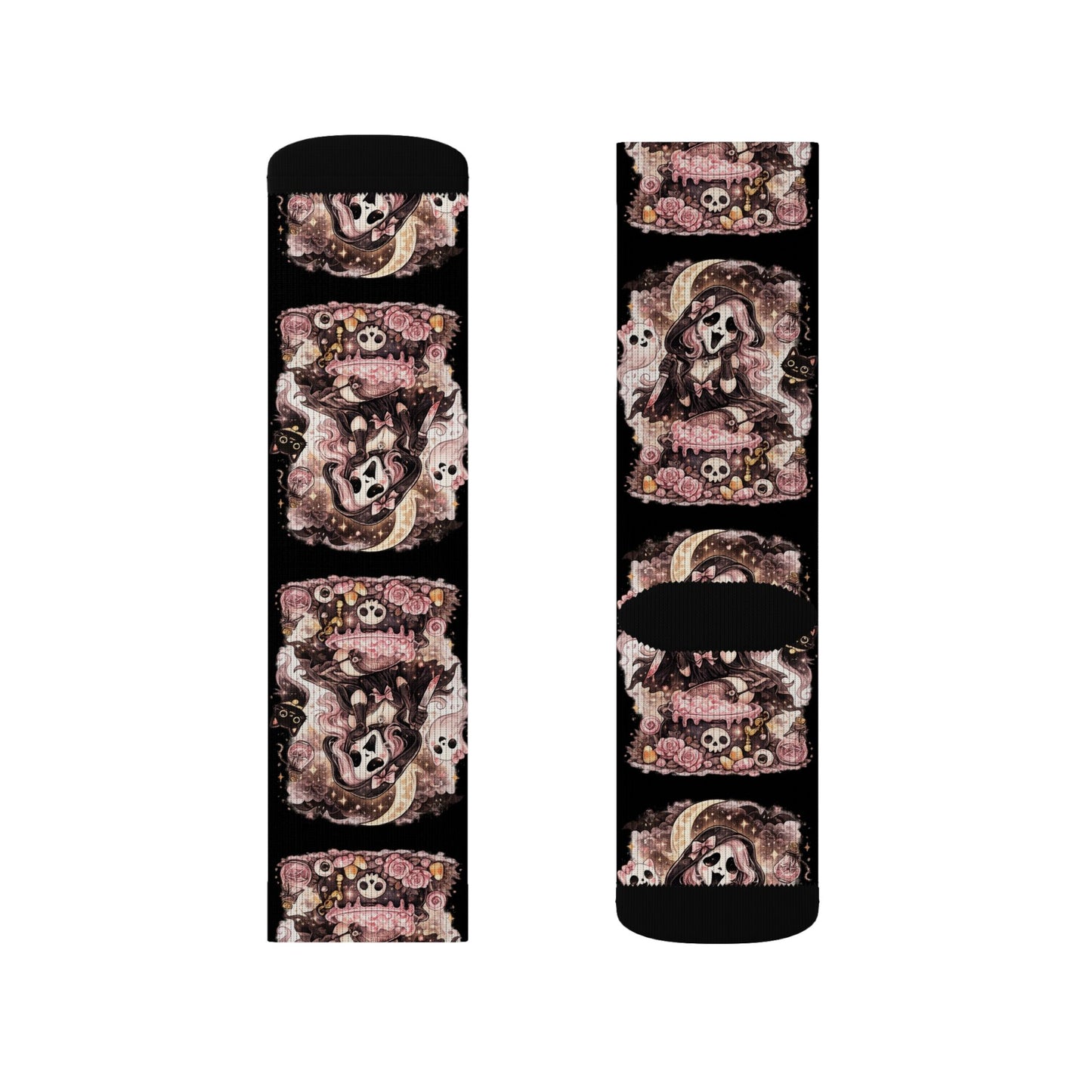 Cat Floral Sublimation Socks — Cute Kitten Patterned Crew Socks