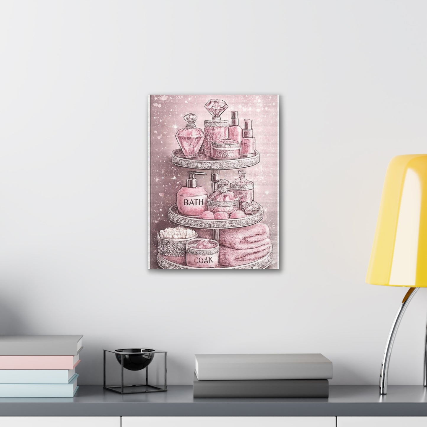 Pink Bathroom Spa Canvas Wall Art — Glam Bathroom Decor
