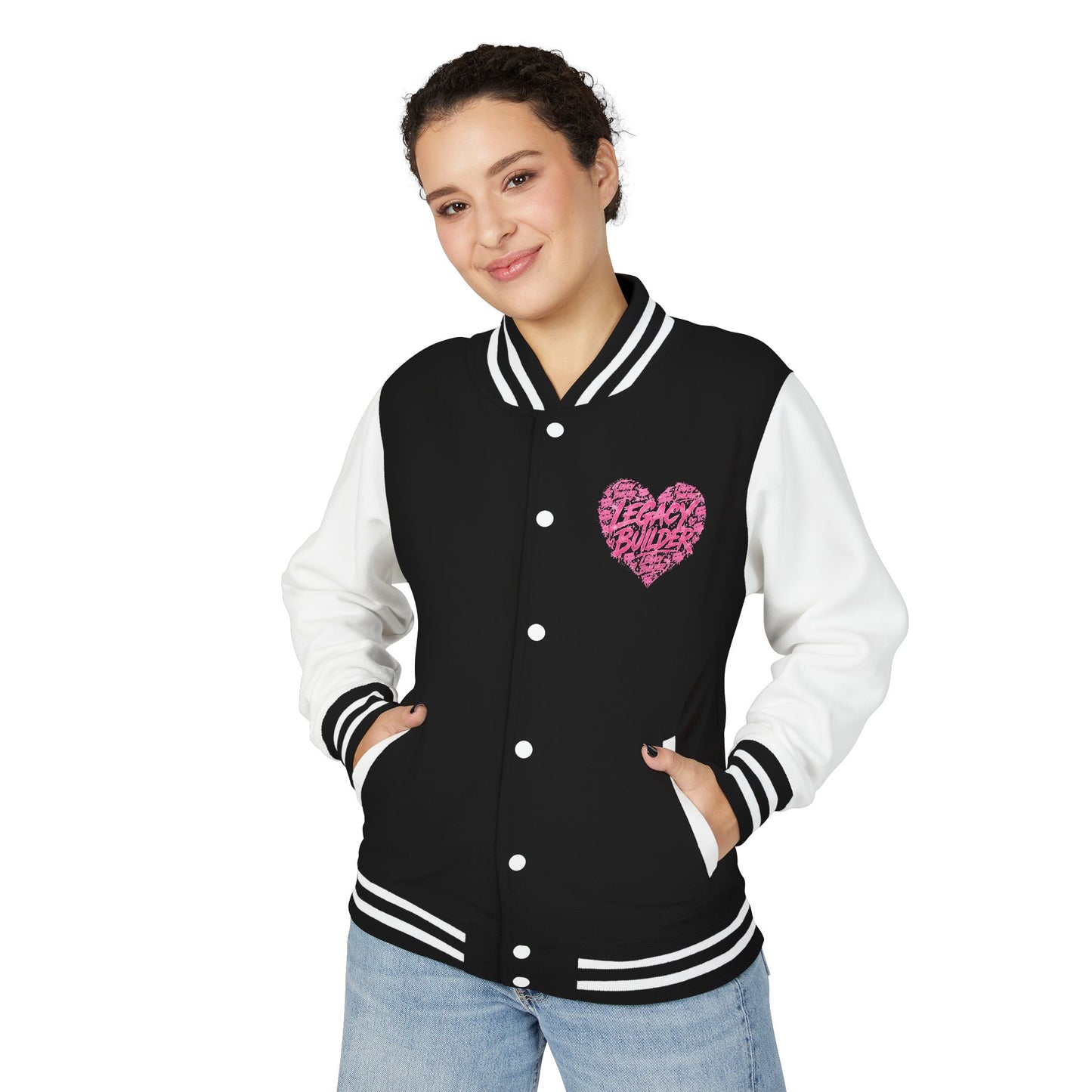 "Cool Mom" Pink Heart Varsity Jacket