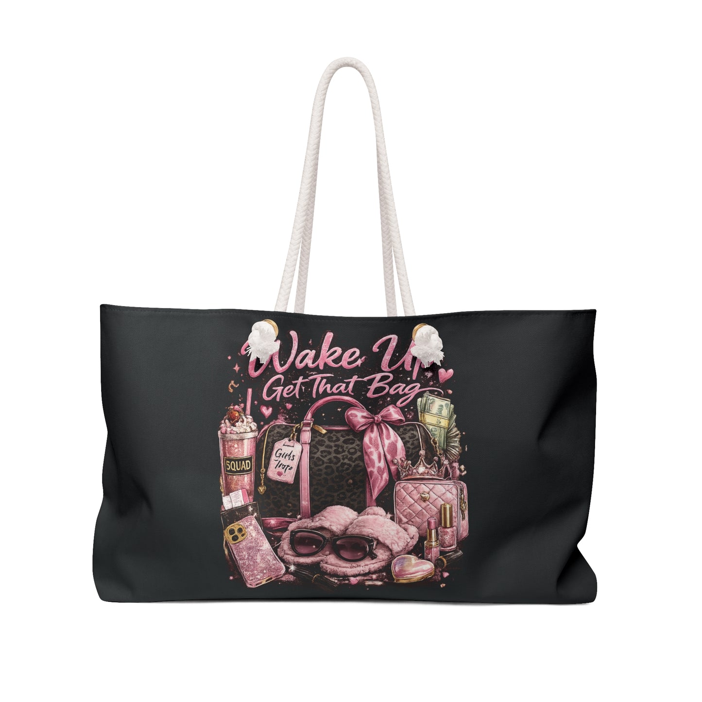 Wake Up Get That Bag Weekender Bag — Chic Pink Travel Tote for Fashion Lovers