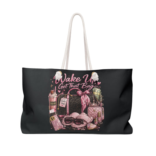 Wake Up Get That Bag Weekender Bag — Chic Pink Travel Tote for Fashion Lovers
