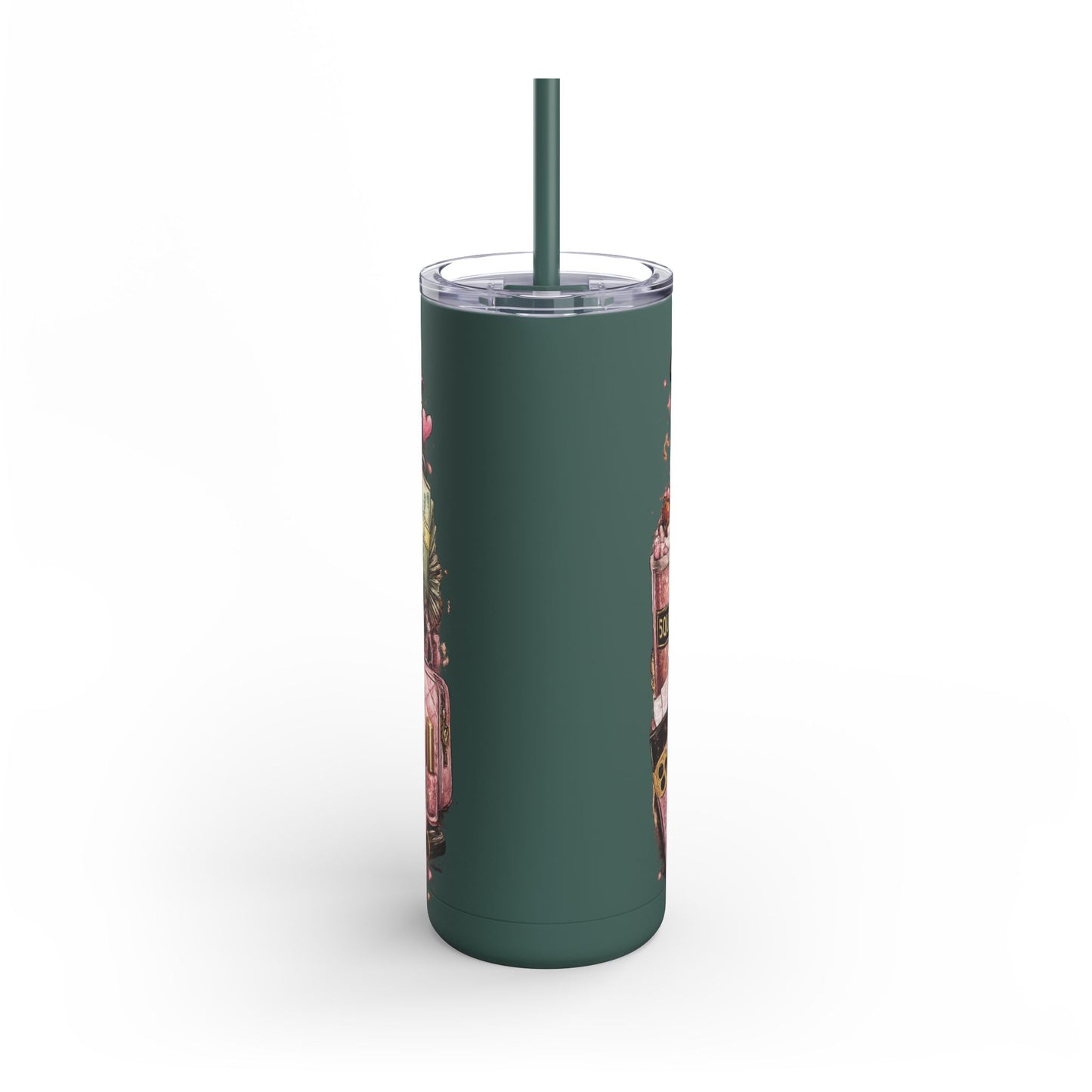 Skinny Tumbler - "Wake Up & Get That Bag" Pink Coffee Travel Cup