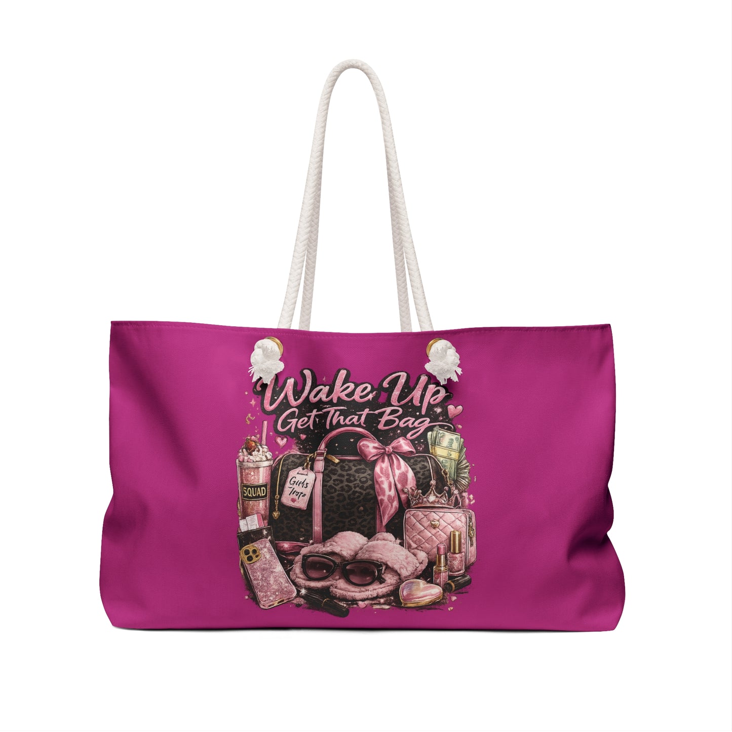 Wake Up Get That Bag Weekender Bag – Pink Travel Tote for Fashion Lovers