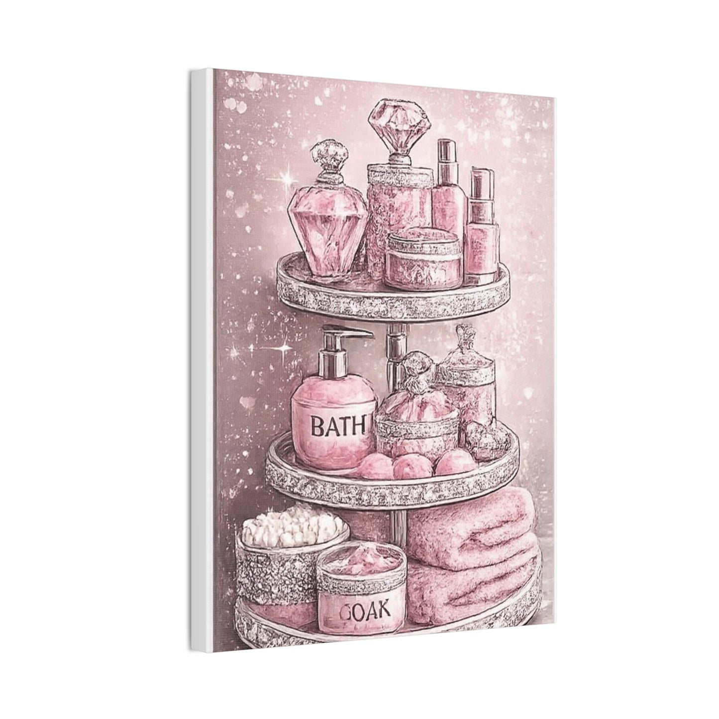 Pink Bathroom Spa Canvas Wall Art — Glam Bathroom Decor
