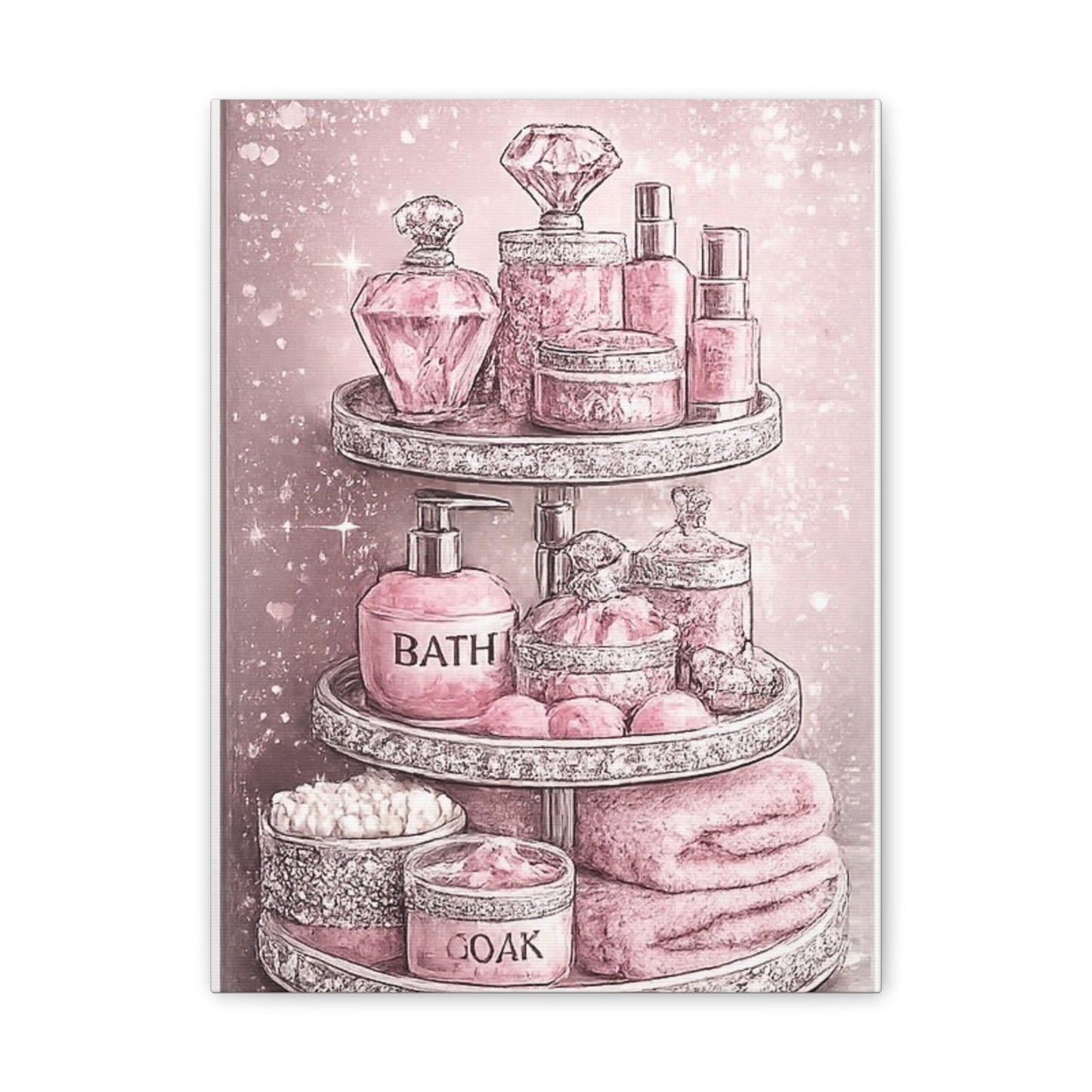 Pink Bathroom Spa Canvas Wall Art — Glam Bathroom Decor