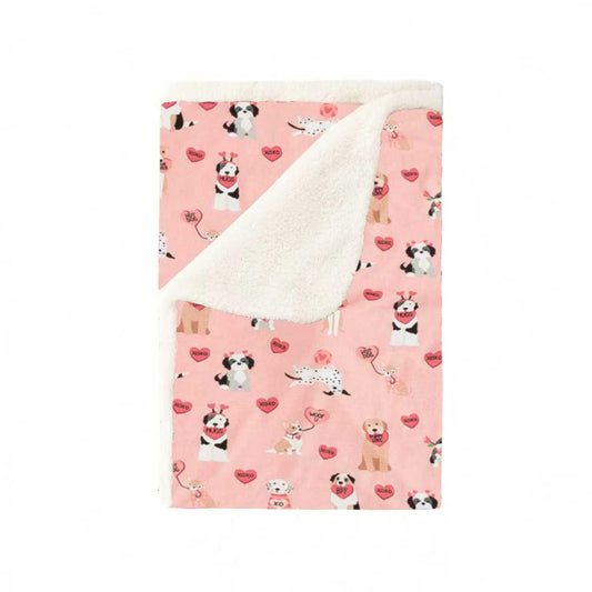 Pups & Kisses (Dream Luxe Blanket) - Pink