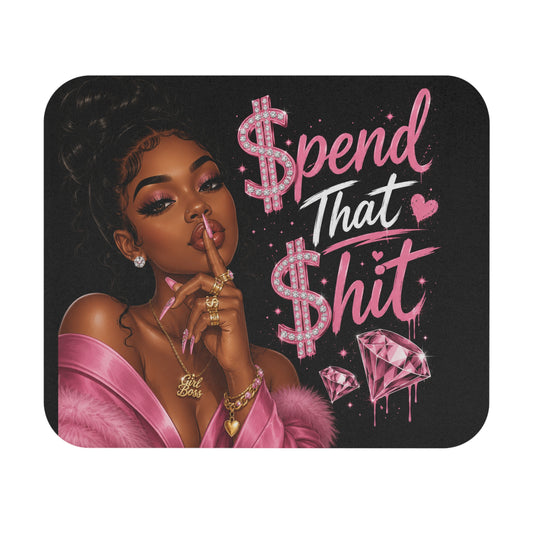 Spend That hit Pink Diamond Mouse Pad — Glam Black Desk Mat for Women