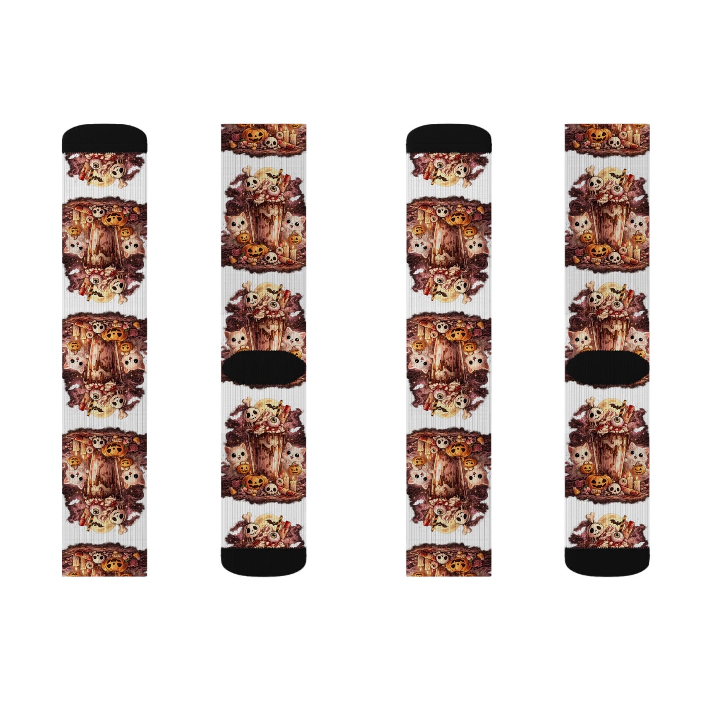 Fall Scarecrow Socks — Cute Harvest Pumpkin & Scarecrow Sublimation Crew Socks