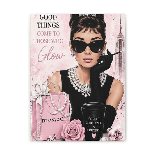 Audrey-Inspired Glam Wall Art Canvas — "Good Things Come to Those Who Glow"