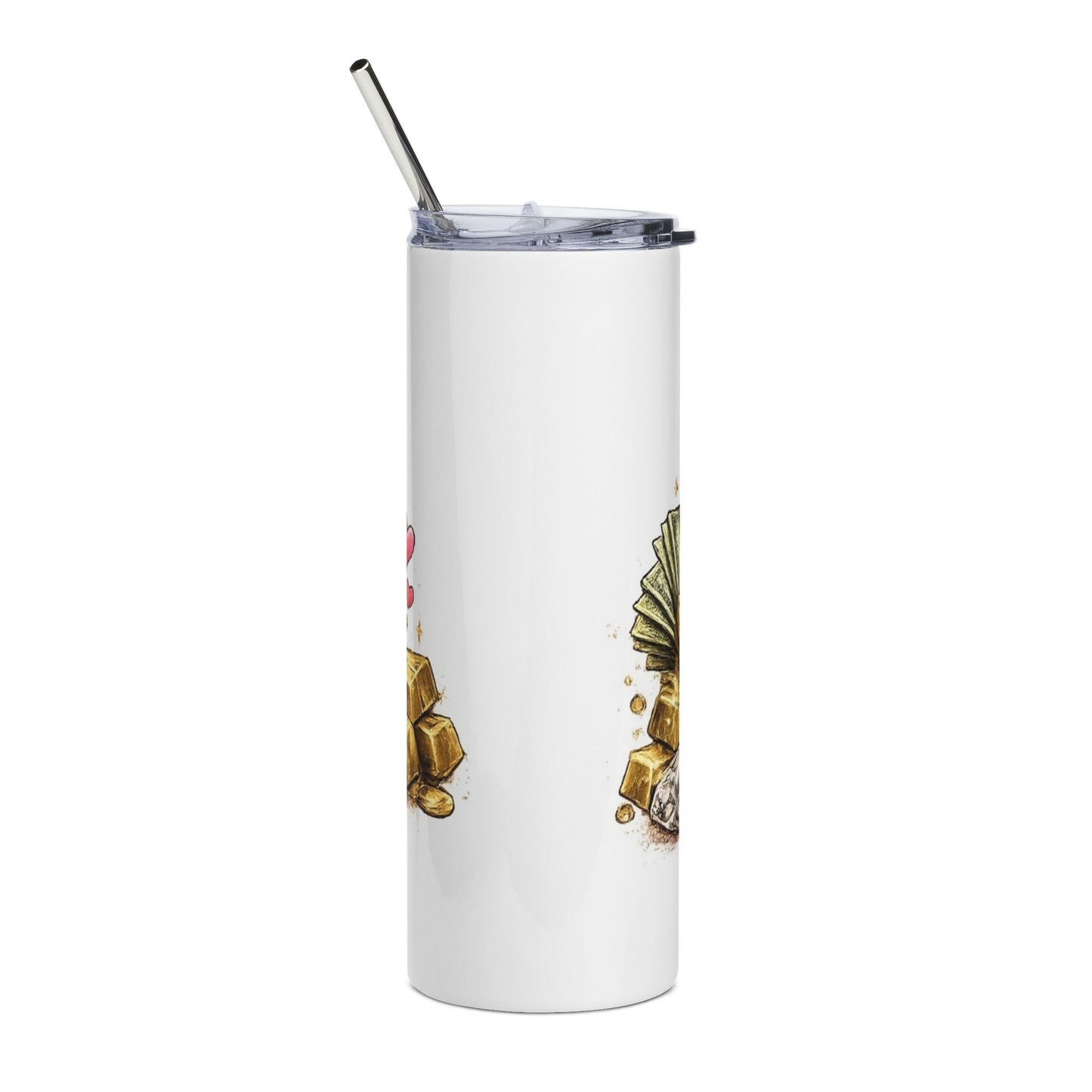 20oz Tumbler — "Rich Bih" Glitter Money Stainless Steel Travel Cup