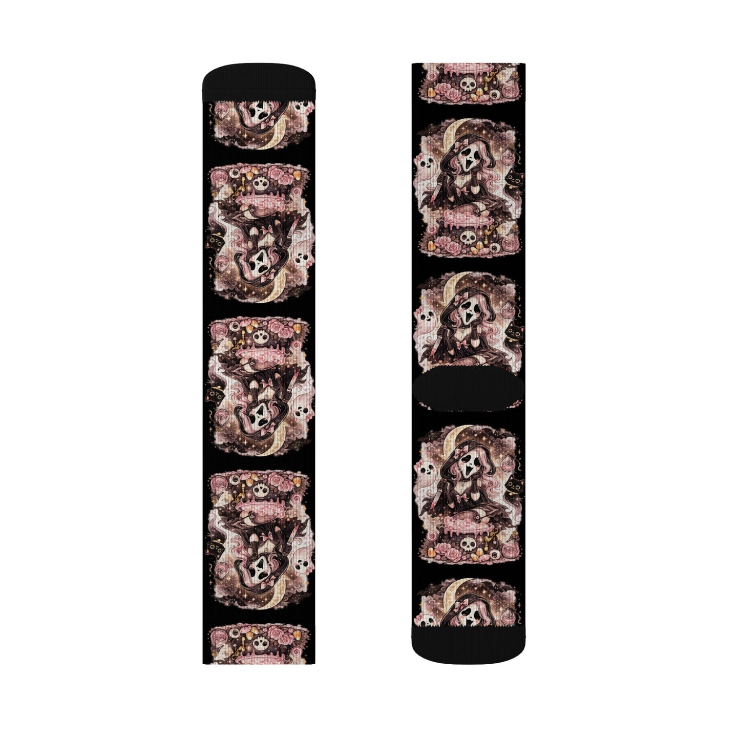 Cat Floral Sublimation Socks — Cute Kitten Patterned Crew Socks