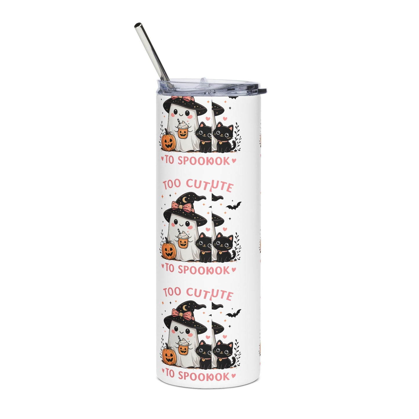20oz Stainless Tumbler — "Too Cute To Spook" Travel Cup