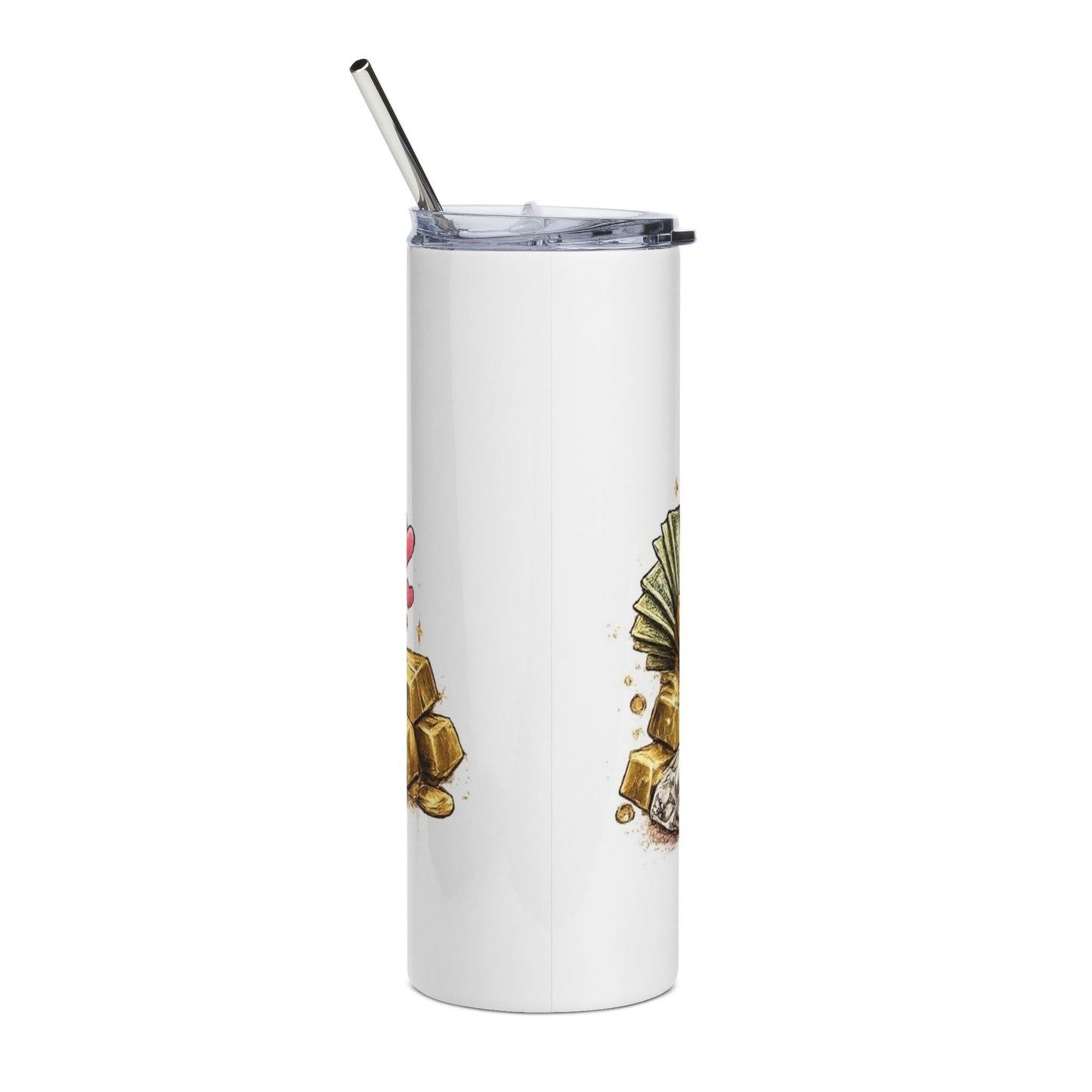 20oz Tumbler — "Rich Bih" Glitter Money Stainless Steel Travel Cup
