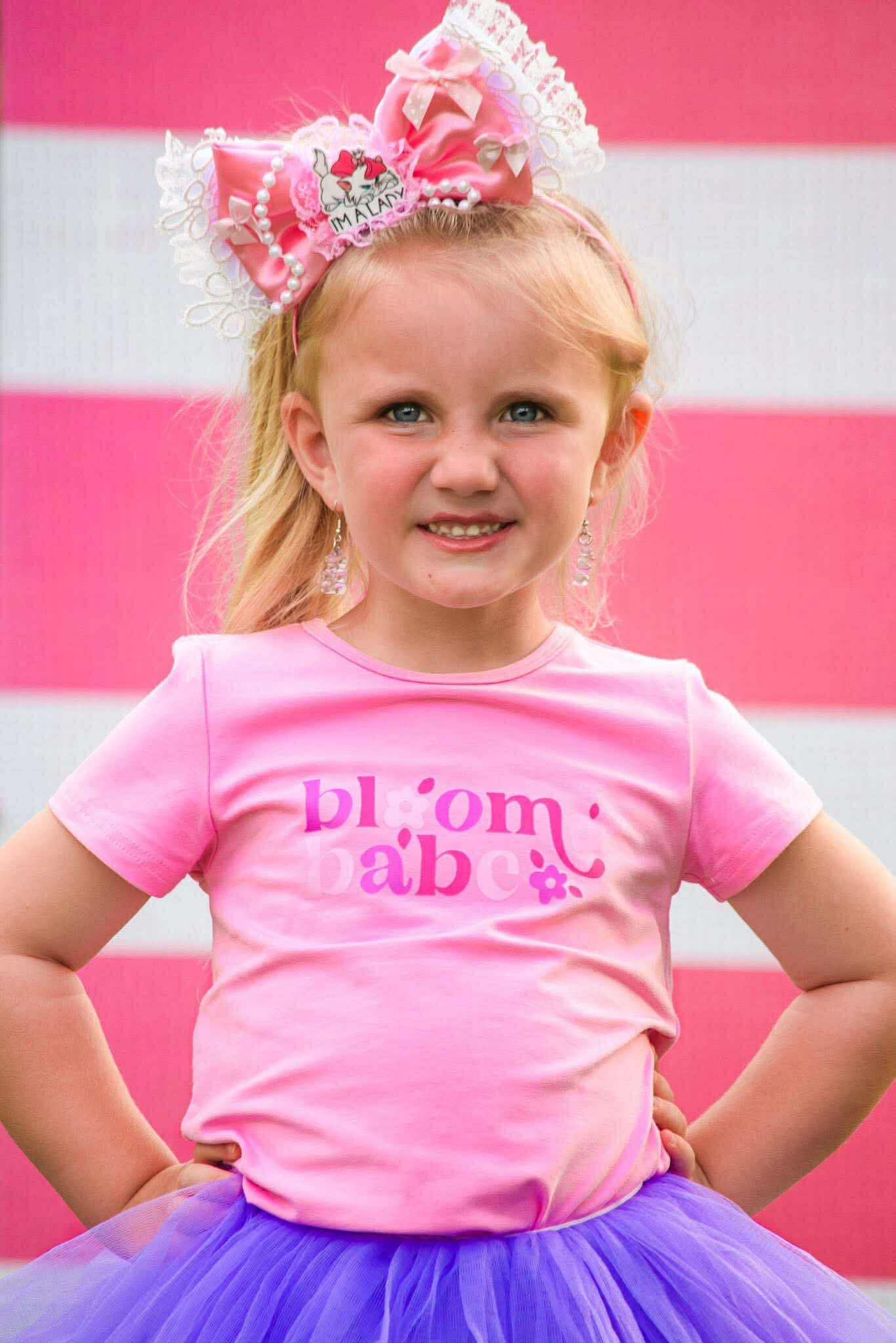 Girls Graphic Tee - Bloom Babe - Pink