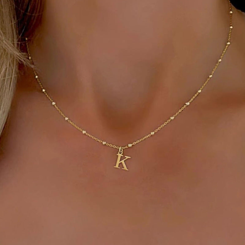 26-Letter Pendant Necklace, Gold Women's Jewelry, Lightweight and Elegant